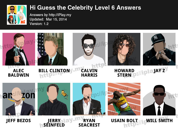 Hi Guess the Celebrity Level 6
