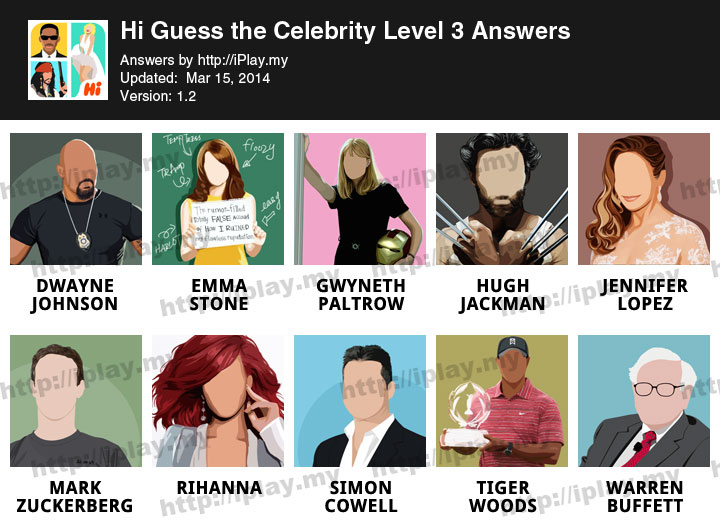 Hi Guess the Celebrity Level 3